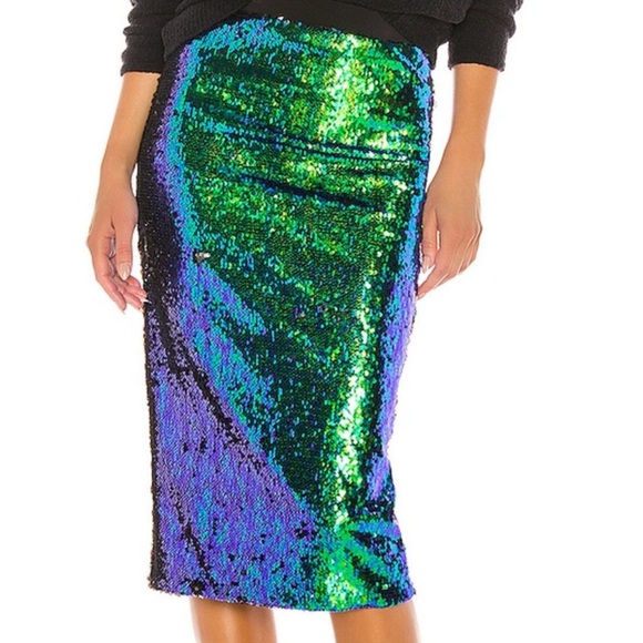 Capsule plus size Sequin Green and Blue Skirt - Picture 1 of 5
